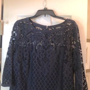 LOFT Navy Blue lace dress, size 14